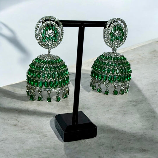 Green American Diamond Drop Earrings