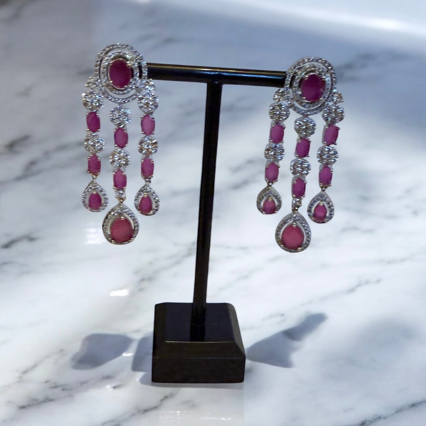Layered Rani Pink Gemstone Pendant Necklace Set