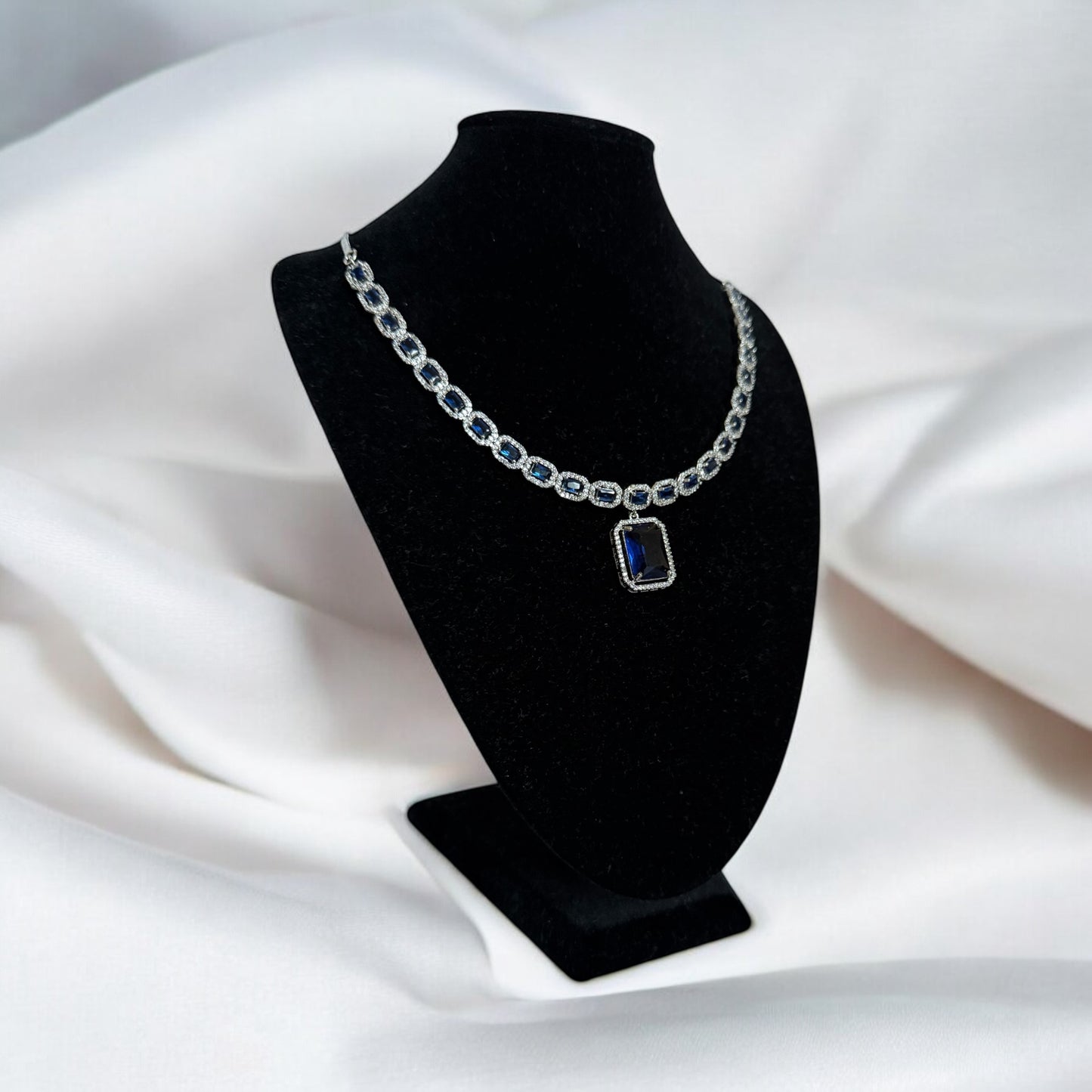 Blue Sapphire Gemstone Necklace Set