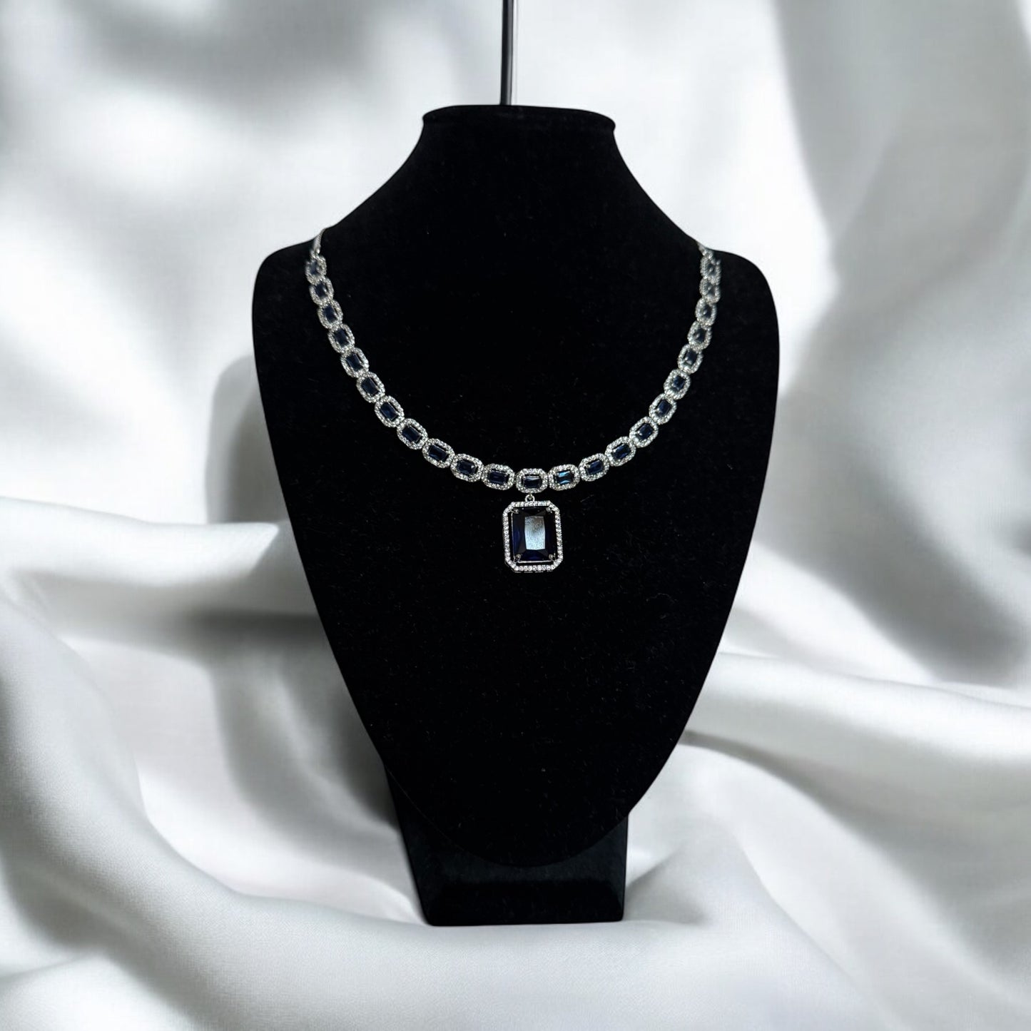 Blue Sapphire Gemstone Necklace Set