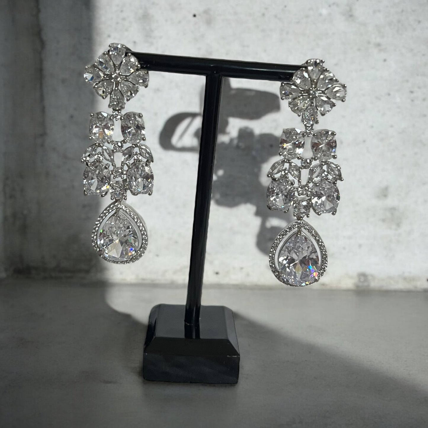 Double Layer Floral Clear AD Crystal Necklace Set