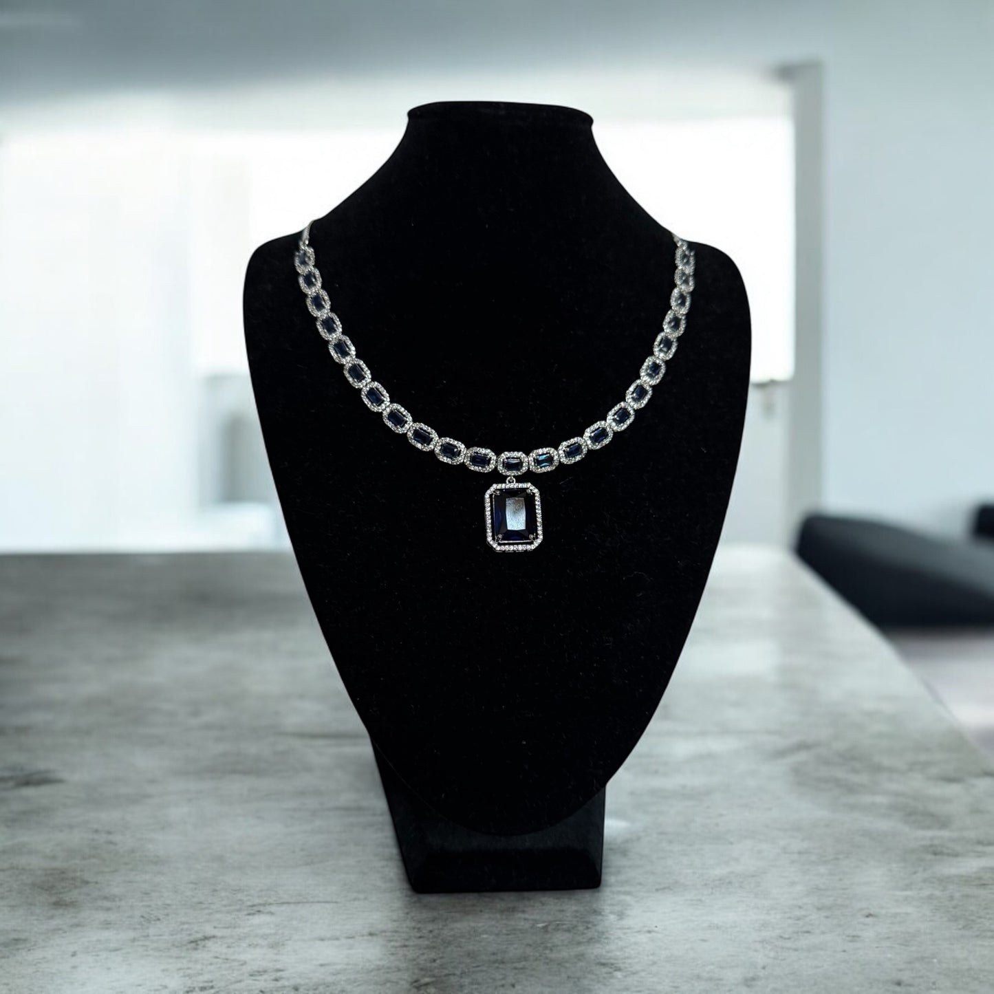 Blue Sapphire Gemstone Necklace Set