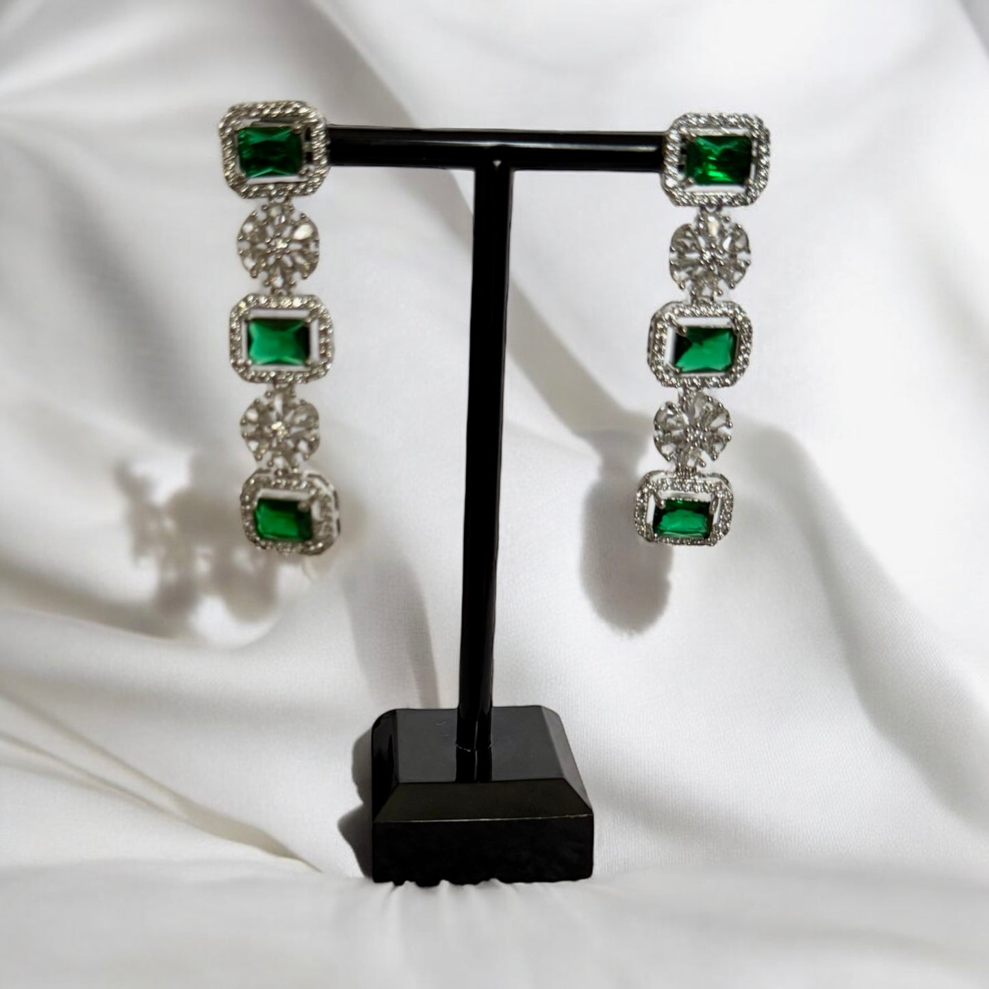 Triple Layer Emerald Green Crystal Necklace Set with Matching Earrings – Bridal & Luxe Party Jewelry
