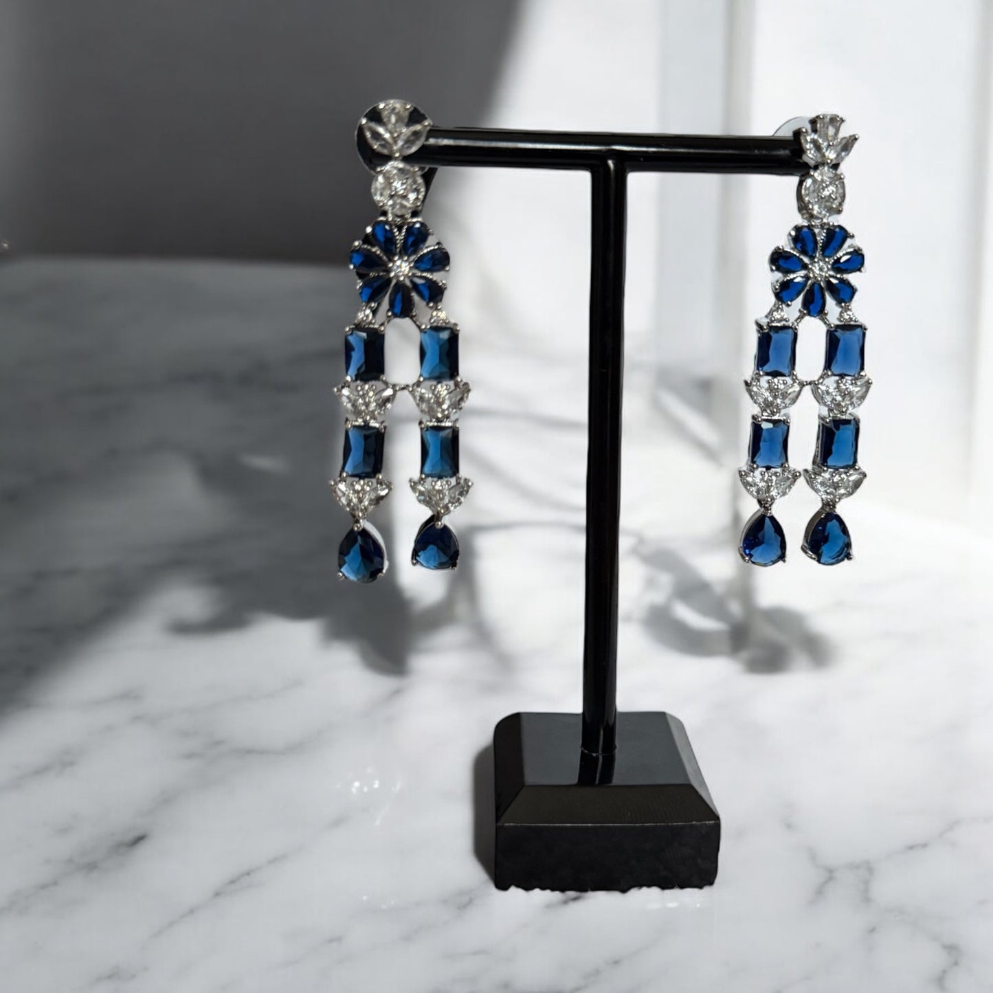 Blue Double Layered Gemstone Necklace Set