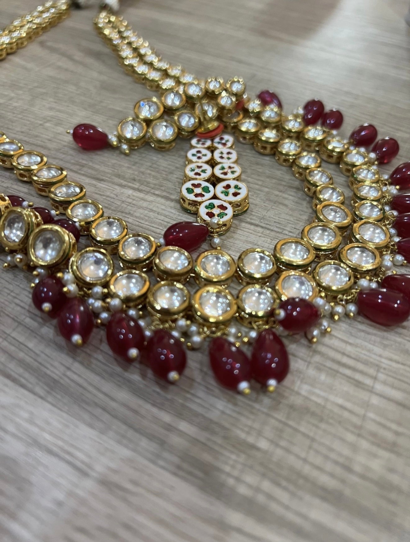 Traditional Ruby Red Kundan Necklace Set