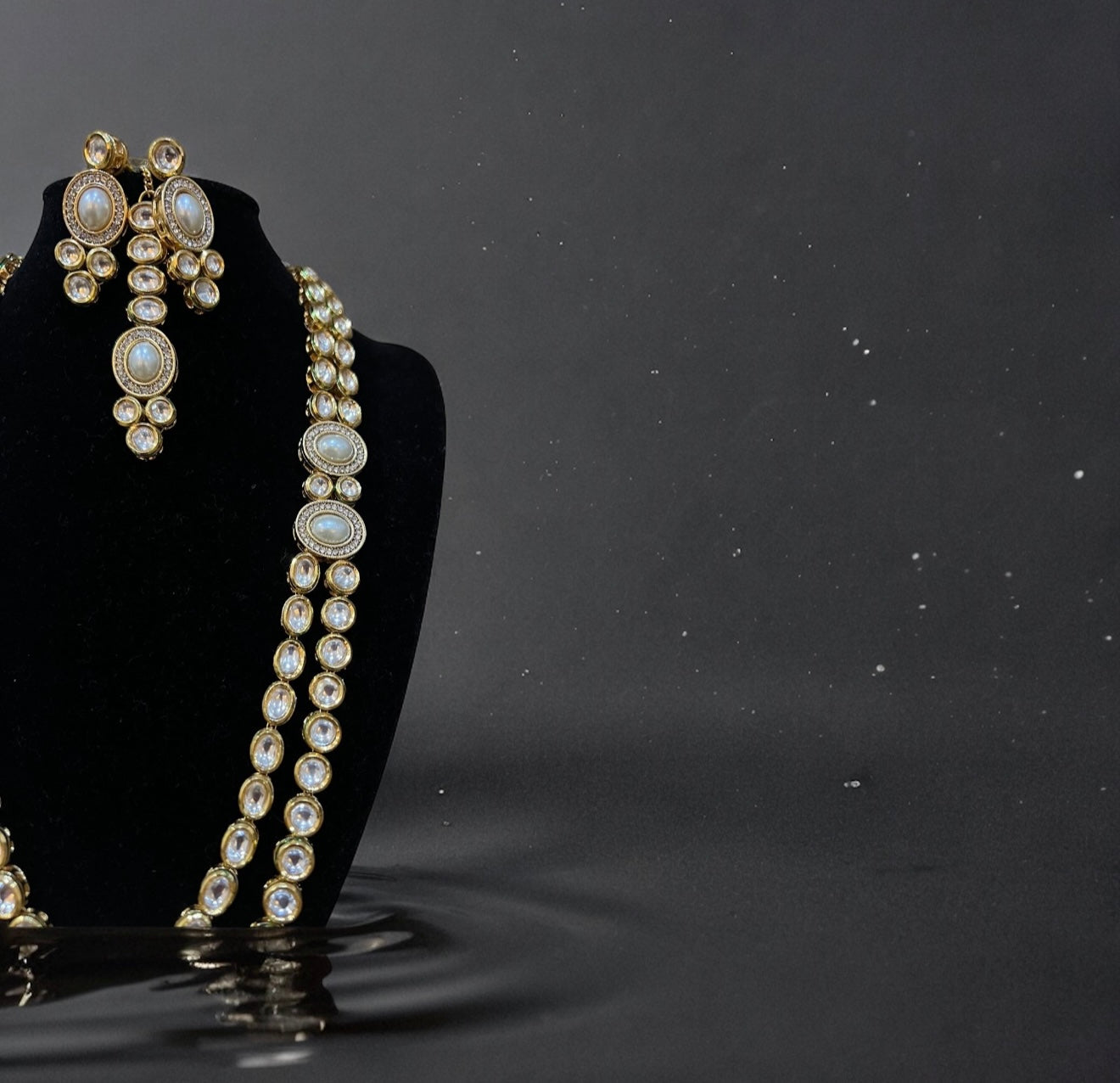 Traditional Long Pearl and Gold Kundan Necklace Set with Tikka