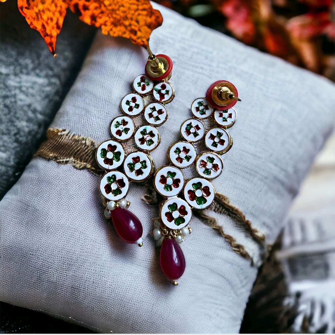 Traditional Ruby Red Kundan Necklace Set
