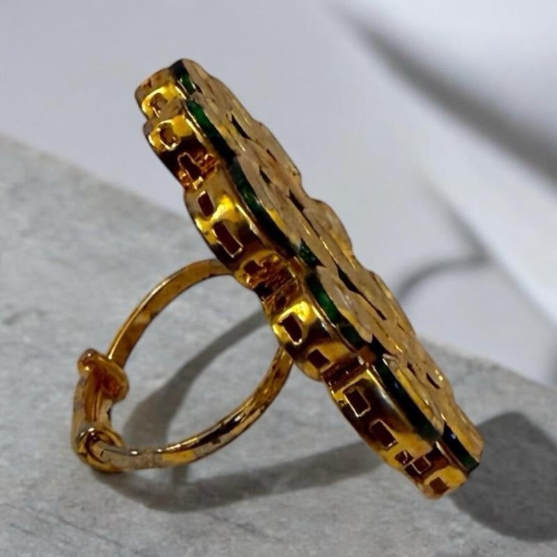 Ruby Red with Gold Detail Kundan Ring