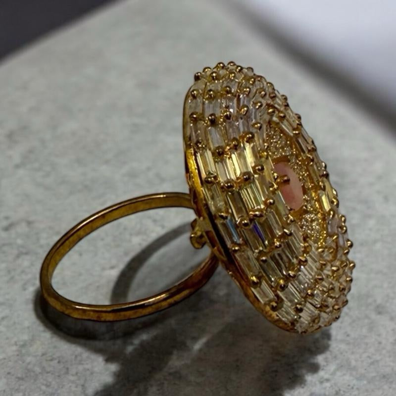 Antic Gold and Pastel Pink Gemstone Ring