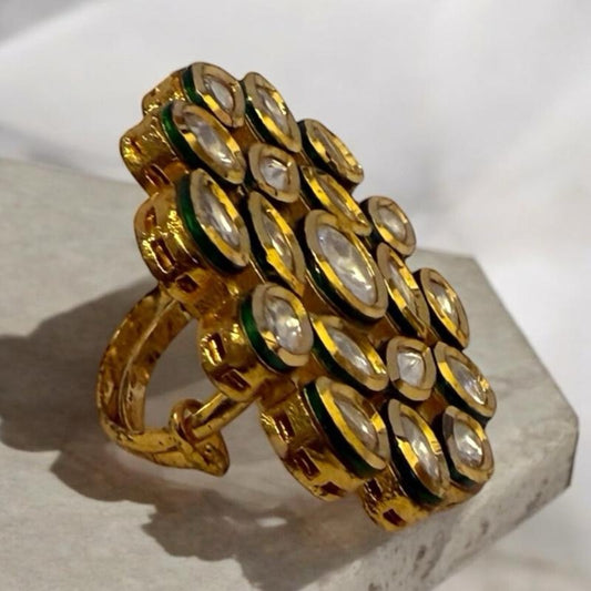 Traditional Kundan Clustered Ring
