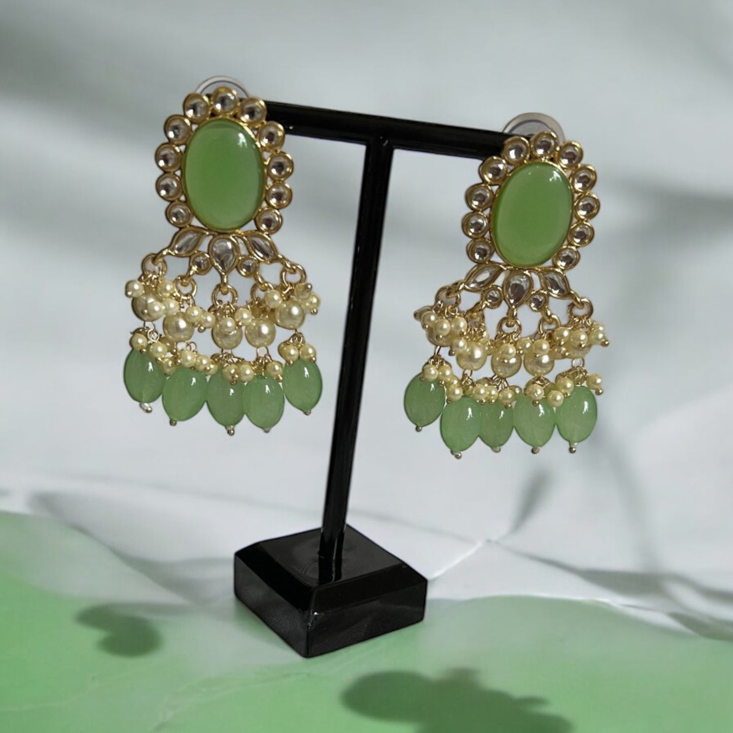 Emerald Grace Beaded Choker Set - Green Bridal Jewelry with Drop Earrings