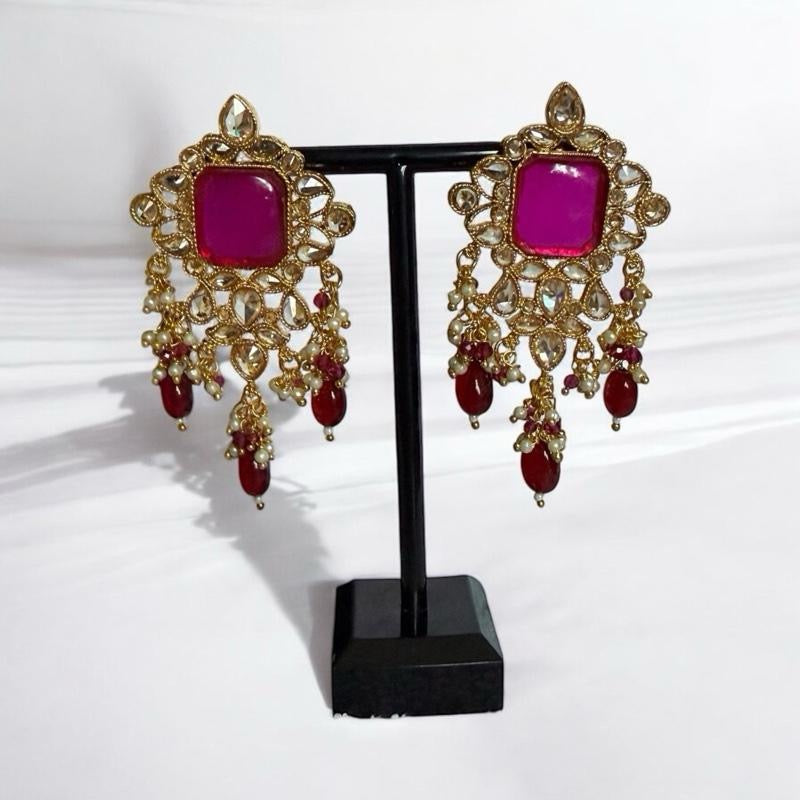 Royal Ruby Kundan Choker Set - Fushsia & Gold Bridal Jewelry