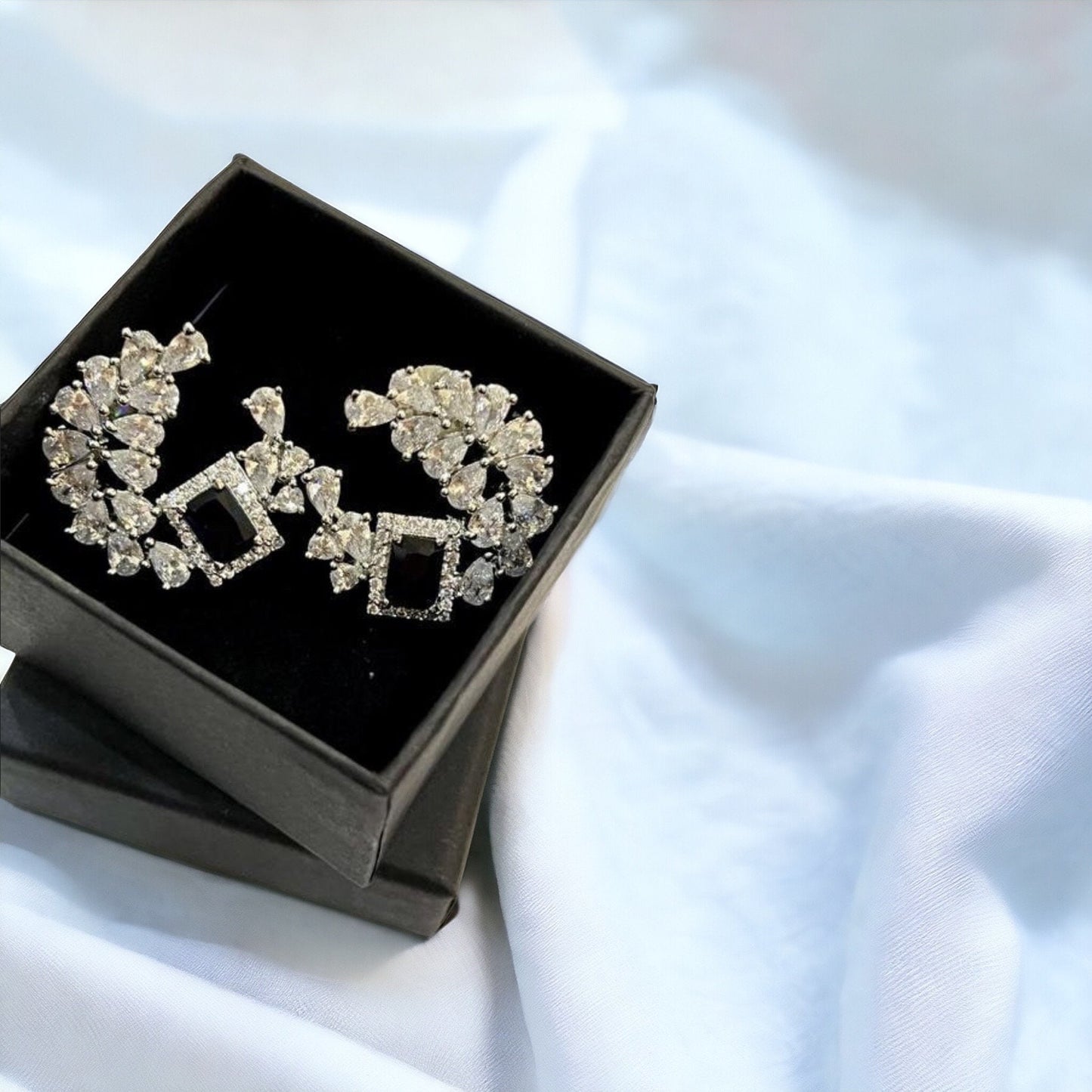 Blue Navy Gemstone, American Diamond Stud Earrings, Indian jewelry, Traditional jewelry, wedding jewelry