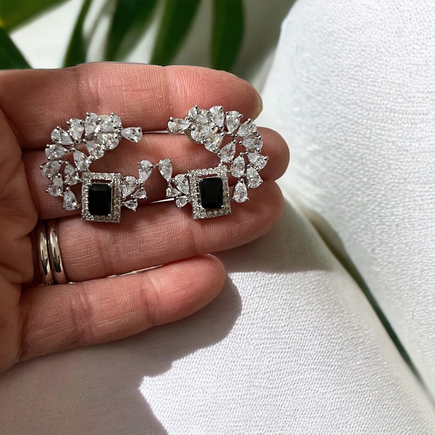 Black Crystal Stud Earrings