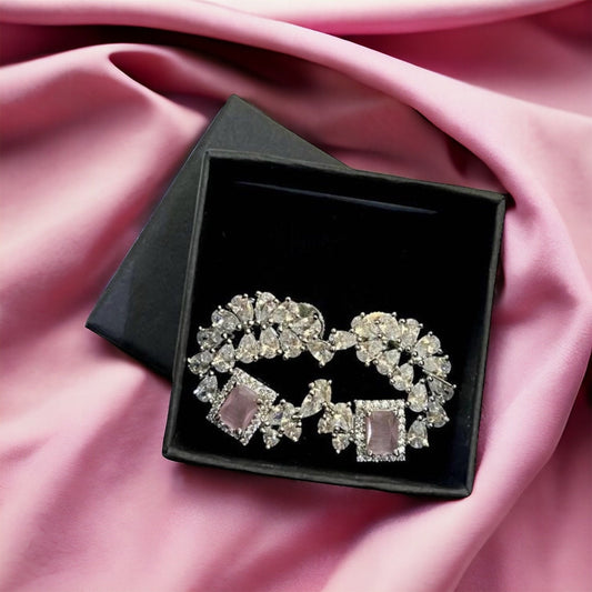 Pink, Pastel Pink, Barbie Pink Crystal Stud Earrings, Wedding jewelry, Indian Jewelry