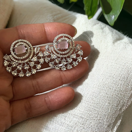 Pink Half Moon Drop Earrings Indian, Asian, Bollywood Jewelry