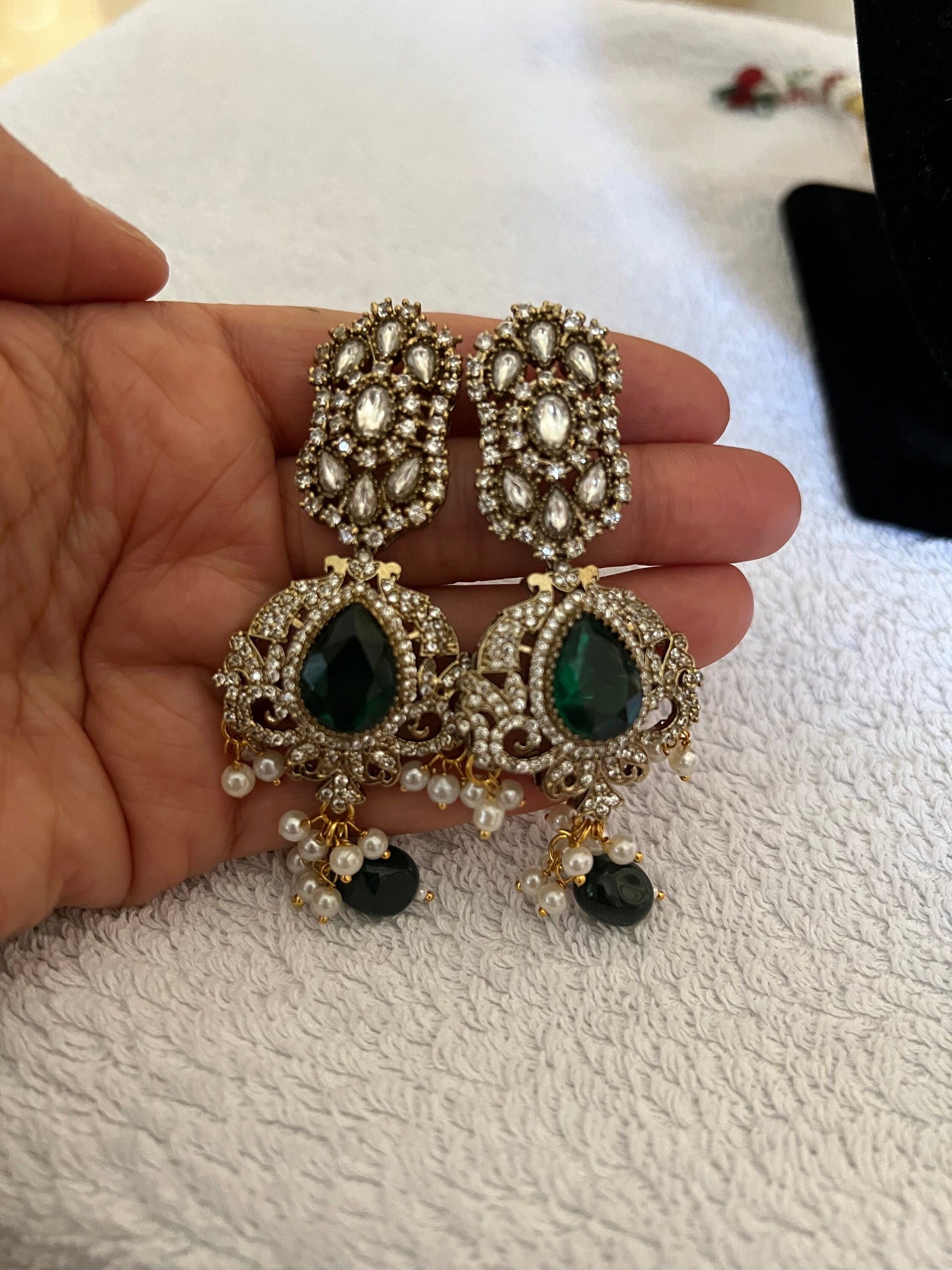 Green Choker & Earrings,Traditional Heeramandi Indian Jewelry, Asian Jewelry