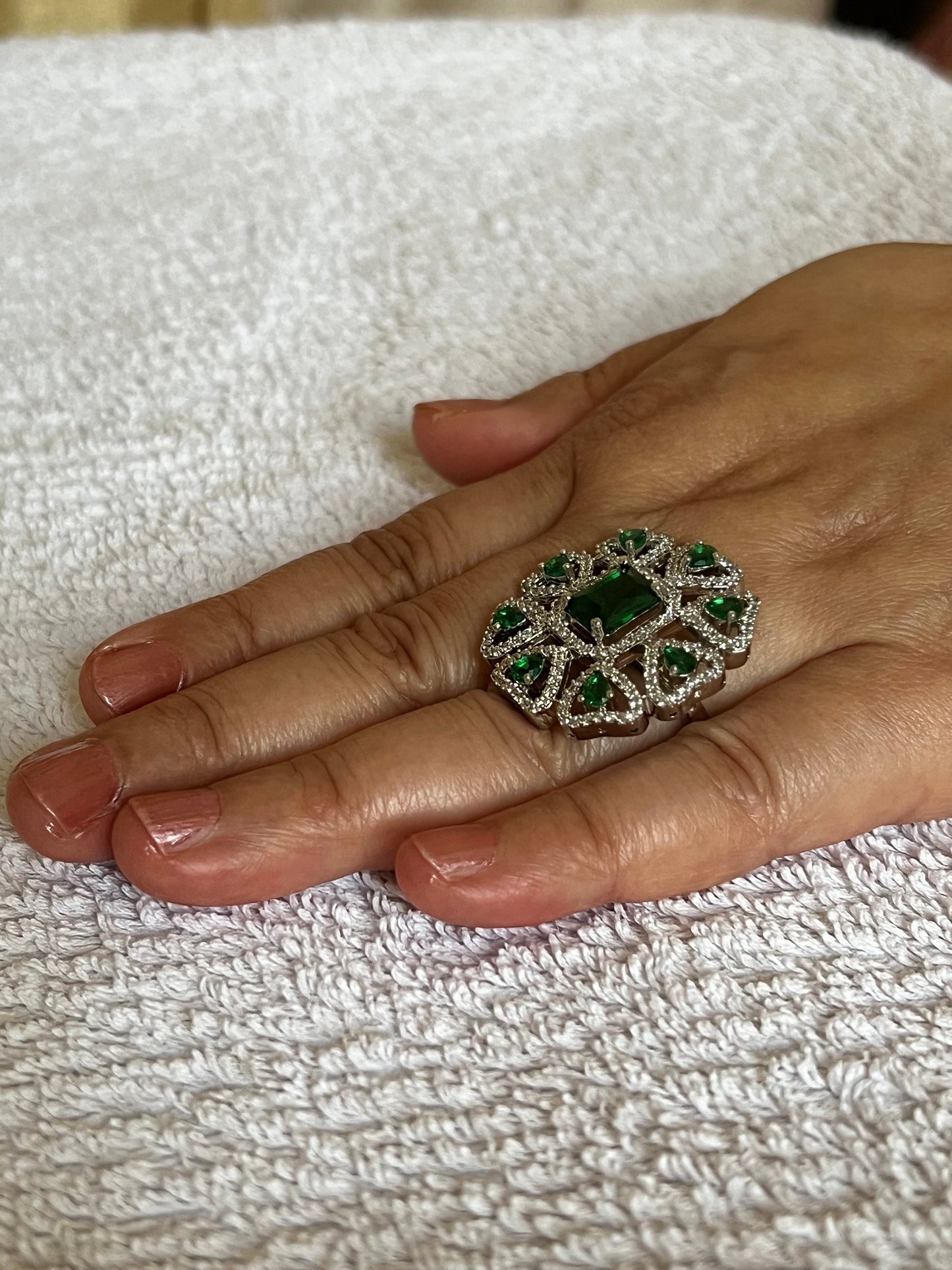 Green Gemstone Ring,Indian Jewelry, Wedding Jewelry, Asian Desi Jewelry