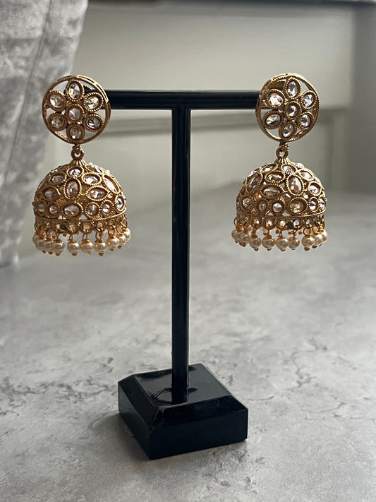 Traditional Gold Desi Drop Earrings, Indian Jewelry, Bridal
