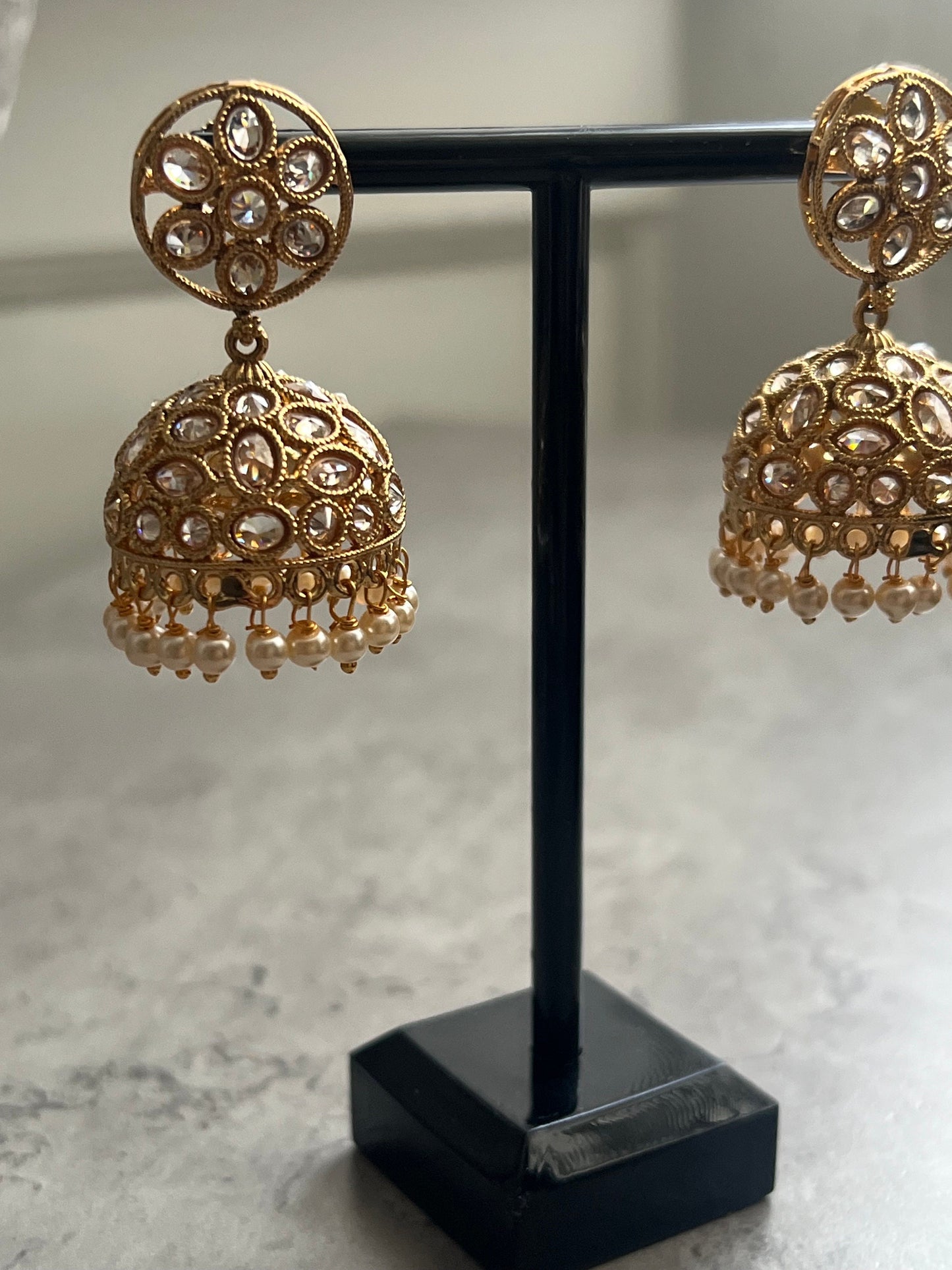 Traditional Gold Desi Drop Earrings, Indian Jewelry, Bridal