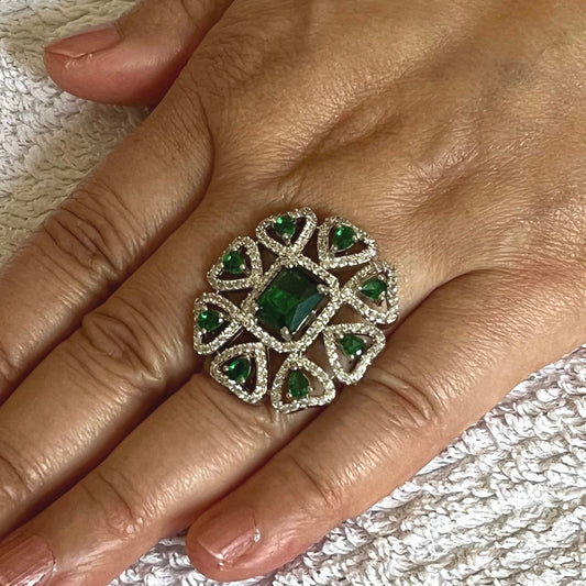Green Gemstone Ring,Indian Jewelry, Wedding Jewelry, Asian Desi Jewelry