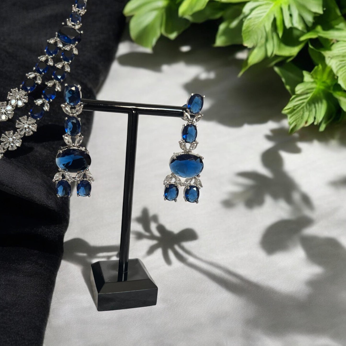 Blue Double Layer, Crystal Necklace Set, perfect for special occasions