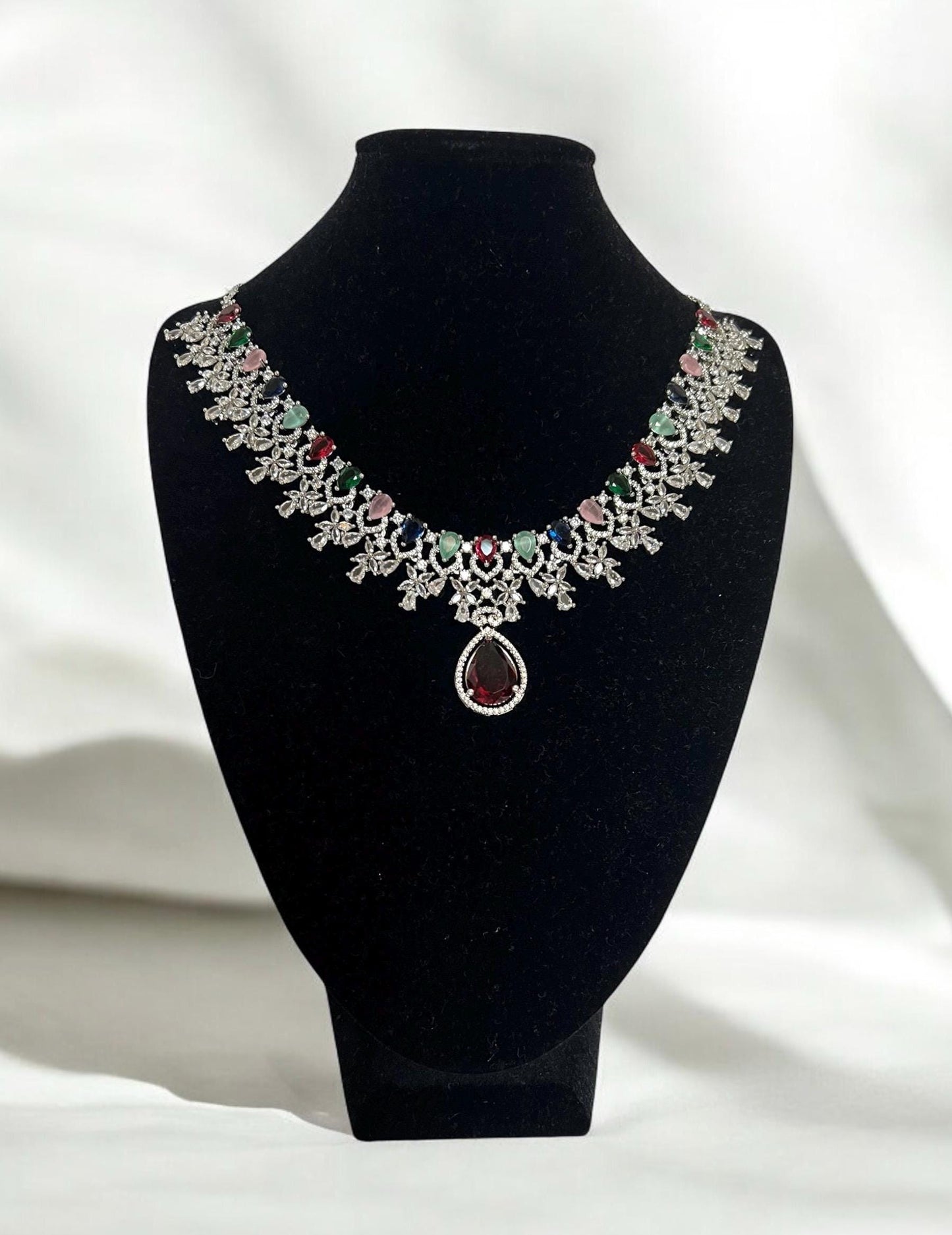 Multi-coloured Crystal Necklace and Earring Set