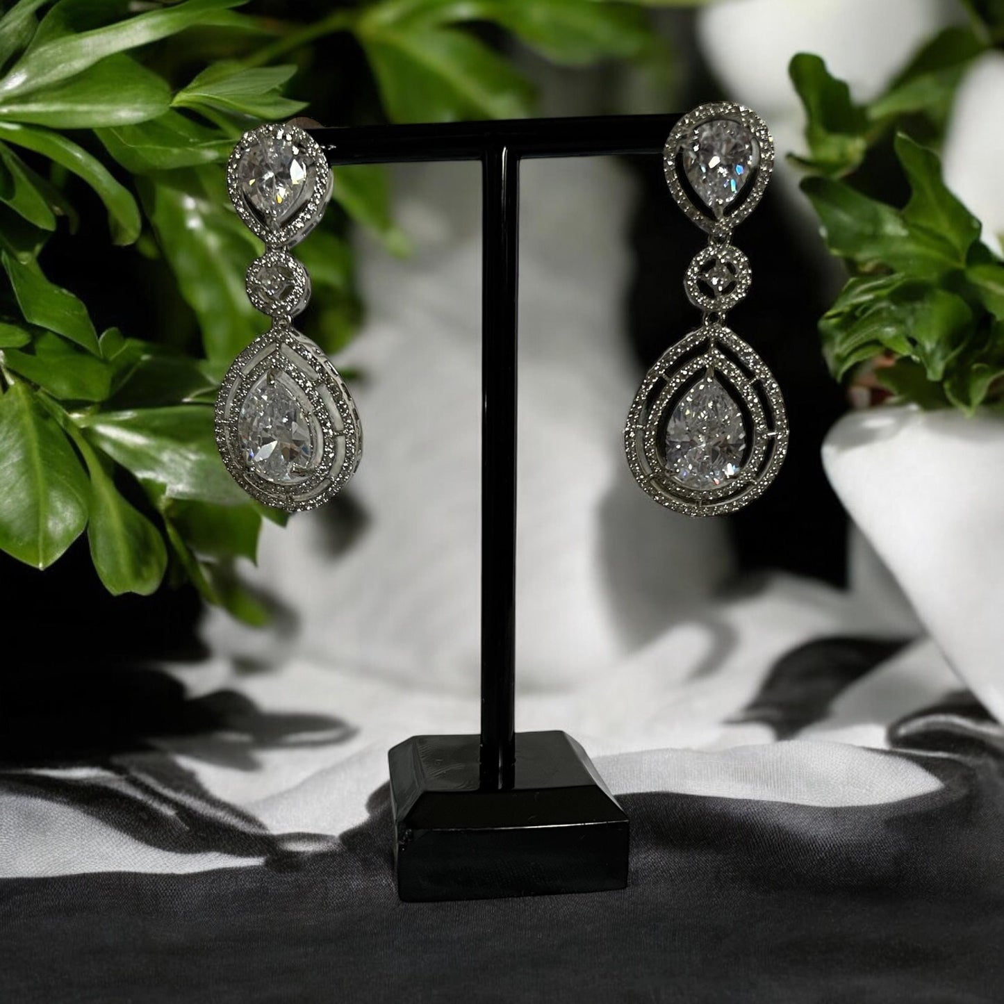 Stunning Clear Gemstone Necklace Set, Indian Jewelry, Bridal, for special occasions