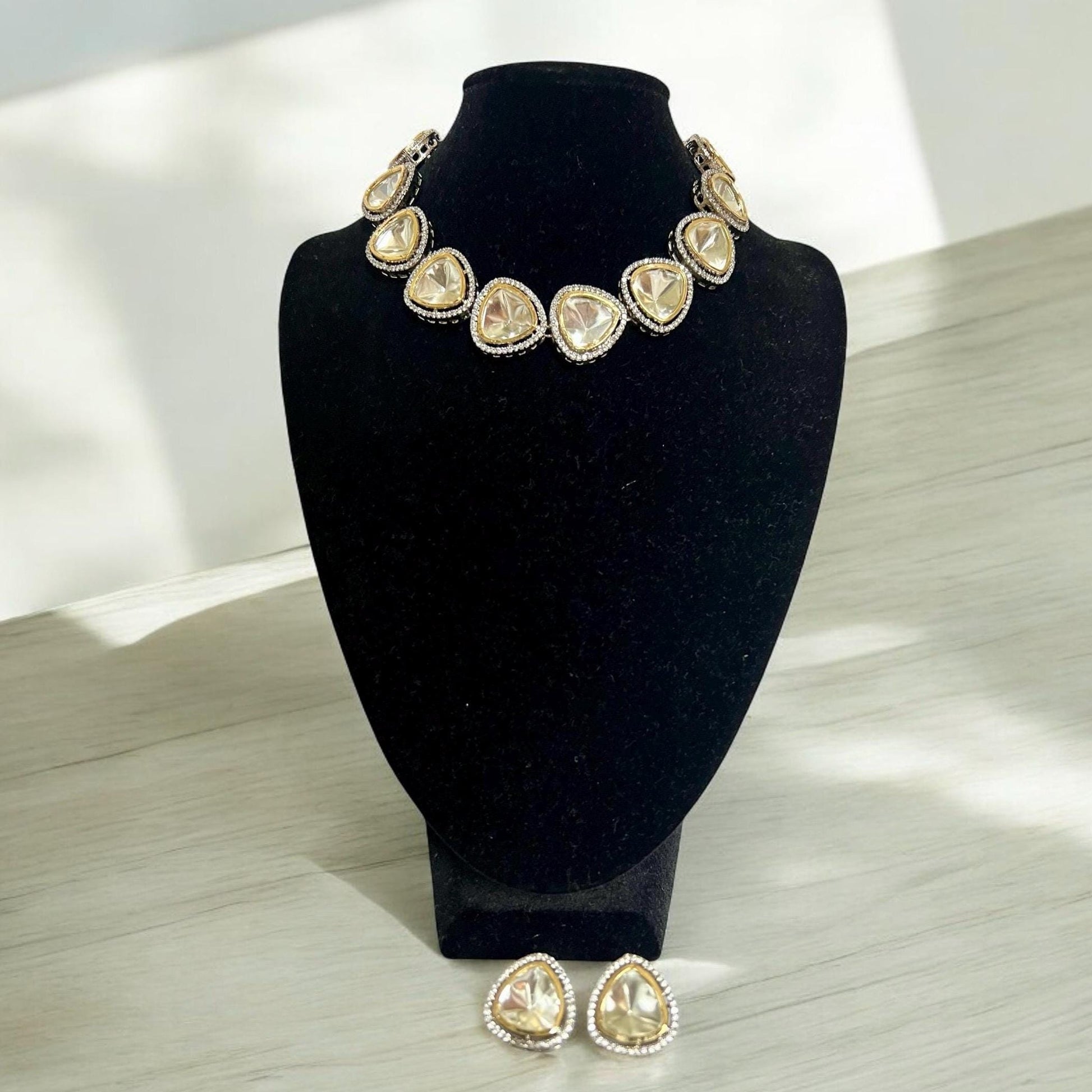 Crystal Encrusted Necklace with Matching Earrings Indian Jewelry