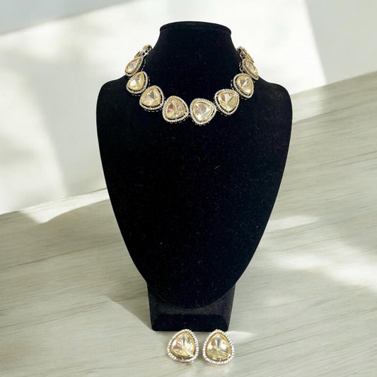 Crystal Encrusted Necklace with Matching Earrings Indian Jewelry