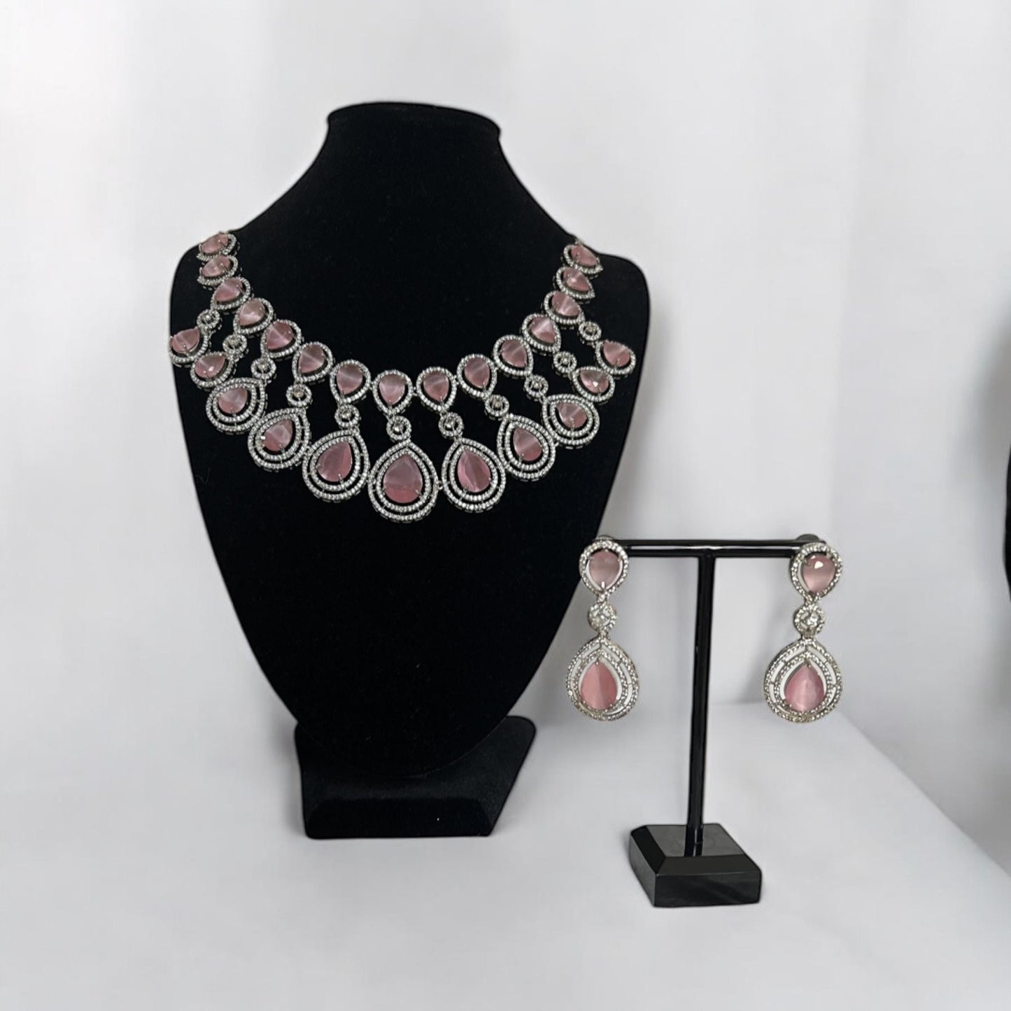 Pink Gemstone Necklace Set - Elegant & Timeless Design, Indian Jewellery