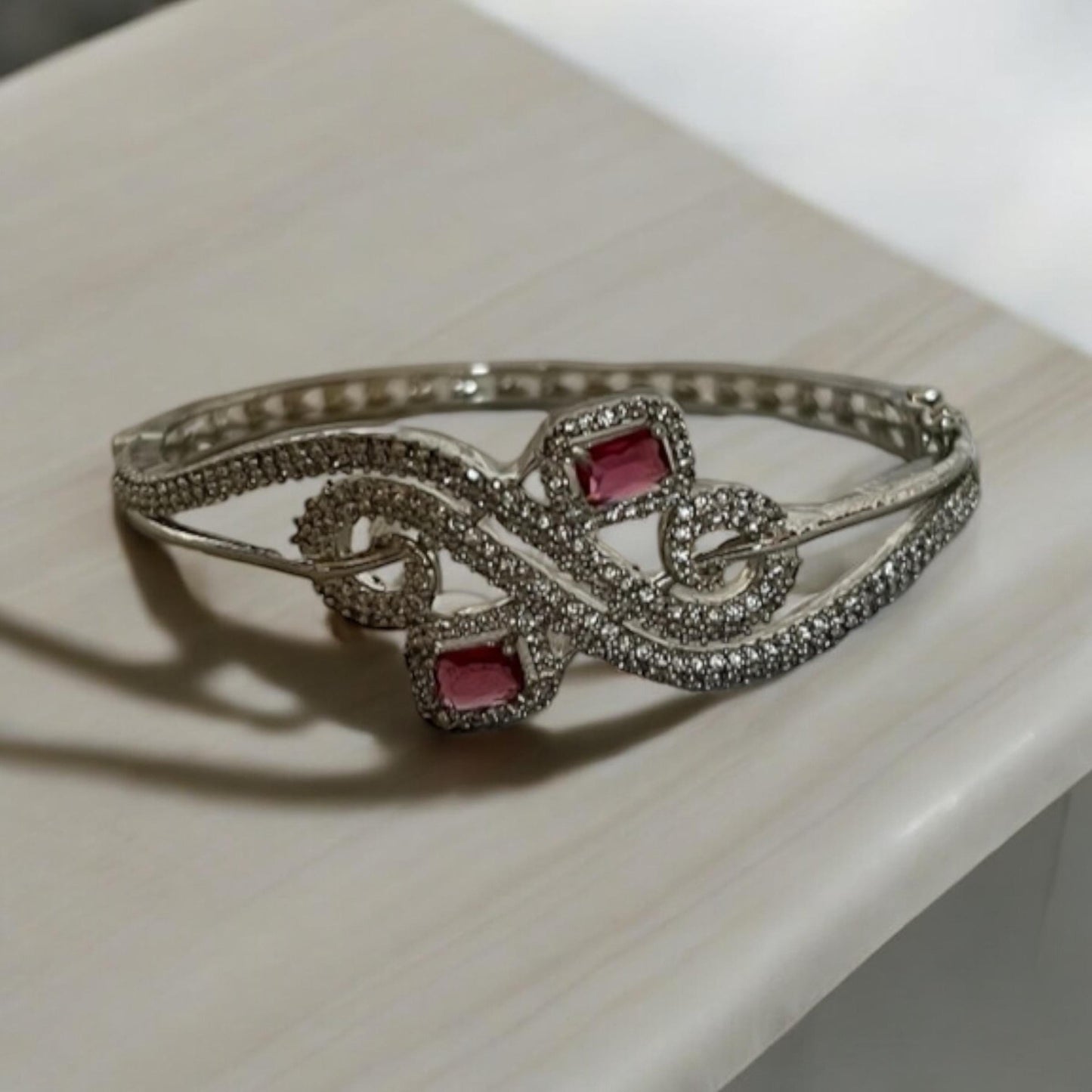 Rani Red Gemstone Studded Bracelet, Indian Jewelry