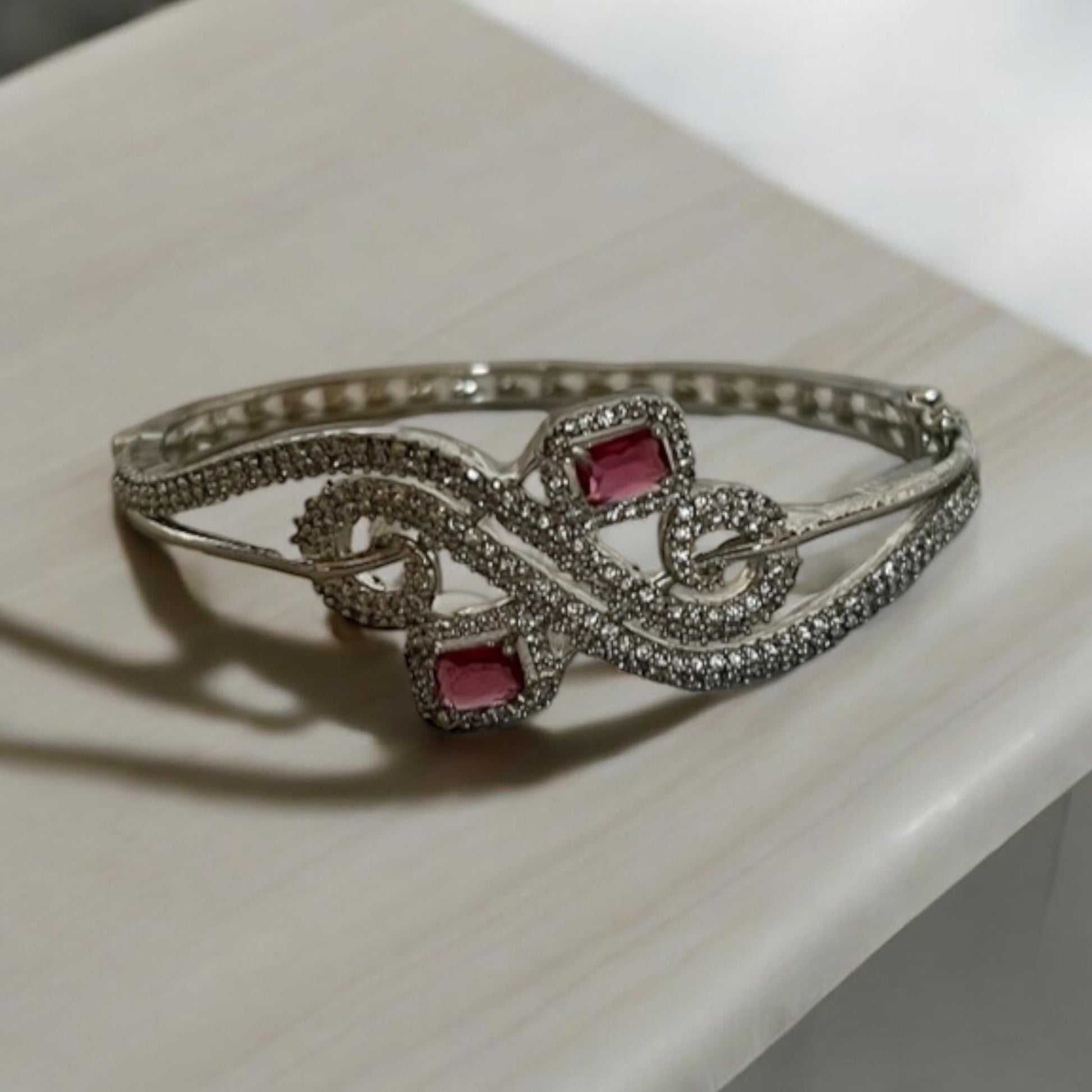 Rani Red Gemstone Studded Bracelet, Indian Jewelry
