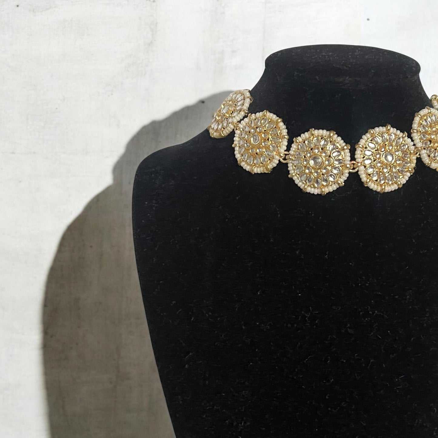Cream Beaded Choker- adjustable size