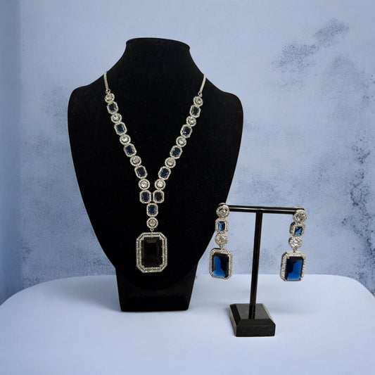 Royal Blue Crystal Statement Set