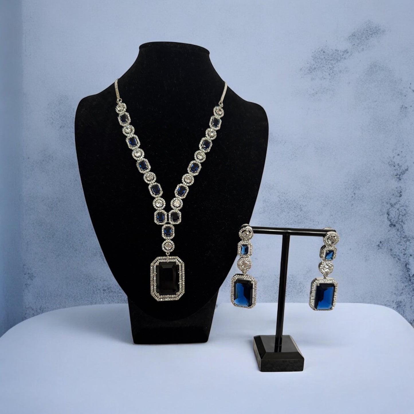 Royal Blue Crystal Statement Set