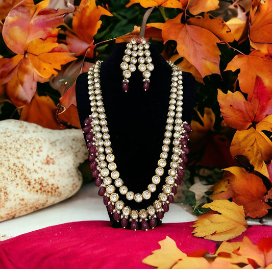 Traditional Ruby Red Kundan Necklace Set