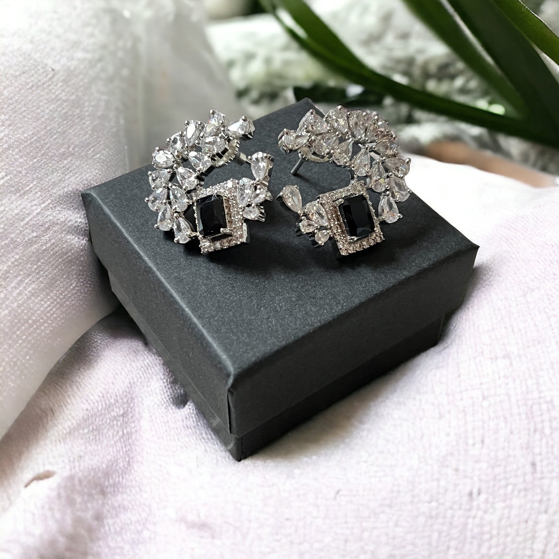Black Crystal Stud Earrings